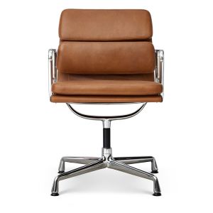 Charles Eames EA-208 Softpad stol i sort Legance anilin læder – ikonisk design til kontor og mødelokaler