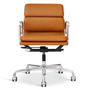 Charles Eames EA-217 softpad Nevada Whiskey Anilin m/låsbar vippe-mekanisme, justerbar modstand, justerbar højde og renoveret understel