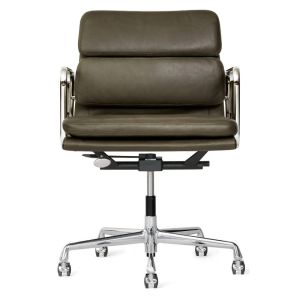 Charles Eames EA-217 Softpad Alaska Green m/låsbar vippe-mekanisme, justerbar modstand, justerbar højde samt renoveret understel - forfra