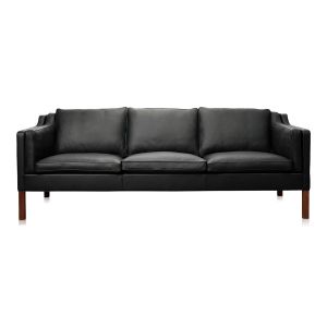 Børge Mogensen Sofa 2213 Standard Sort Semi Anilin - Teak