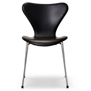 Arne Jacobsen 3107 Classic Sort læder - forfra