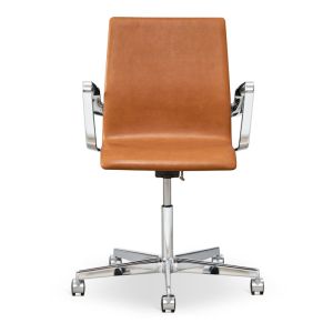 Arne Jacobsen oxford kontorstol Aluminium Vacona Cognac