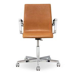 Arne Jacobsen Oxford kontorstol Aluminium Vacona Nougat Anilin 