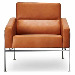 Arne Jacobsen Lufthavnstol model 3300 nypolstret I anilin læder - Dansk kvalitets arbejde