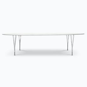 Piet Hein elipse bord 300x120 cm hvid laminat med alukant
