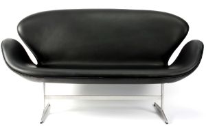 Arne Jacobsen  svanesofa sort anilin læder 1