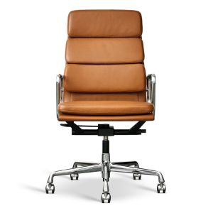 Charles Eames Ea-219 kontorstol Elegance Walnut m/låsbar vippe-mekanisme samt Justerbar højde og renoveret stel